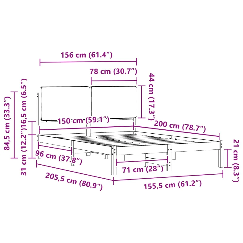 Lovo rėmas su apmuštu galvūgaliu Šviesiai pilka 150 x 200 cm
