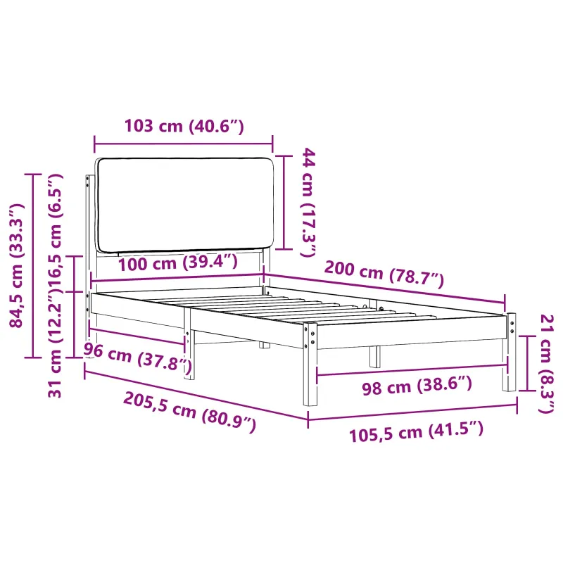 Lovo rėmas su apmuštu galvūgaliu Taupe 100 x 200 cm