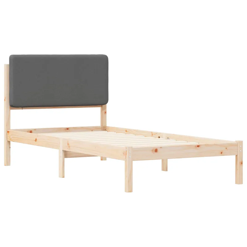 Lovo rėmas su apmuštu galvūgaliu Tamsiai pilka 90 x 200 cm