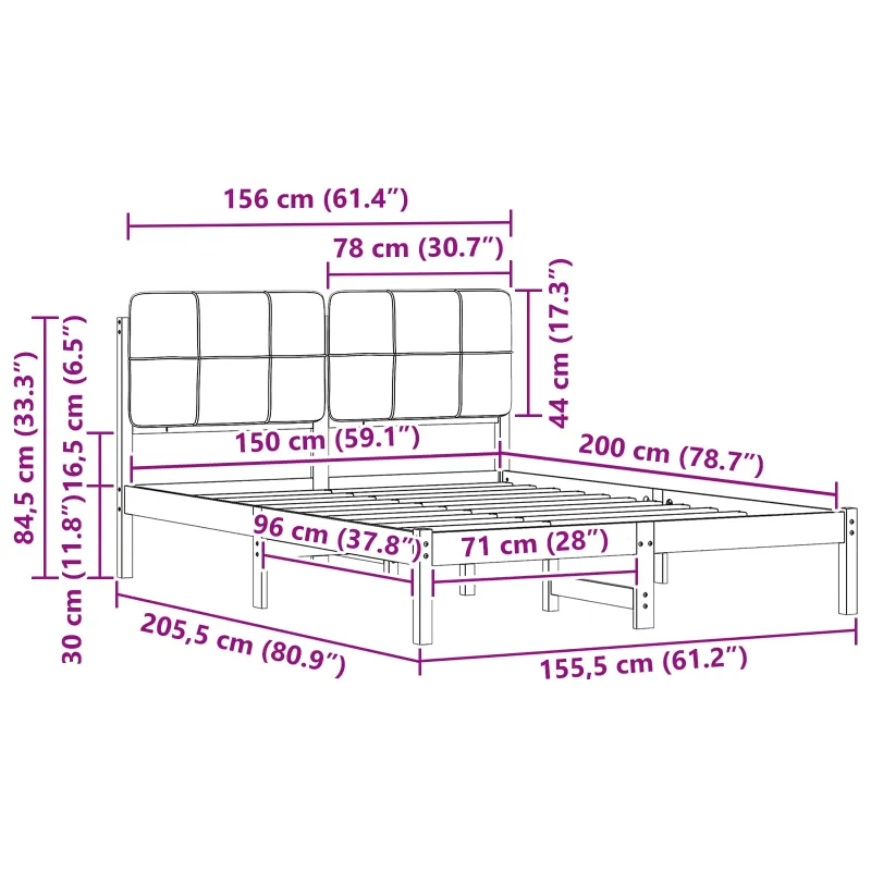 Lovo rėmas su apmuštu galvūgaliu Taupe 150 x 200 cm