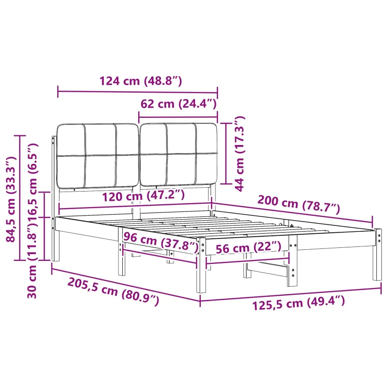 Lovo rėmas su apmuštu galvūgaliu Šviesiai pilka 120 x 200 cm
