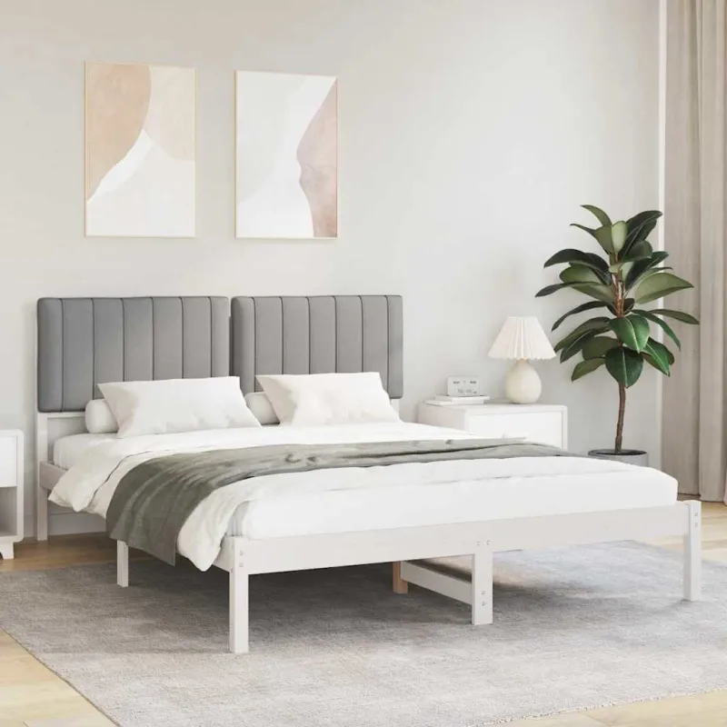 Lovo rėmas su apmuštu galvūgaliu Šviesiai pilka 160 x 200 cm