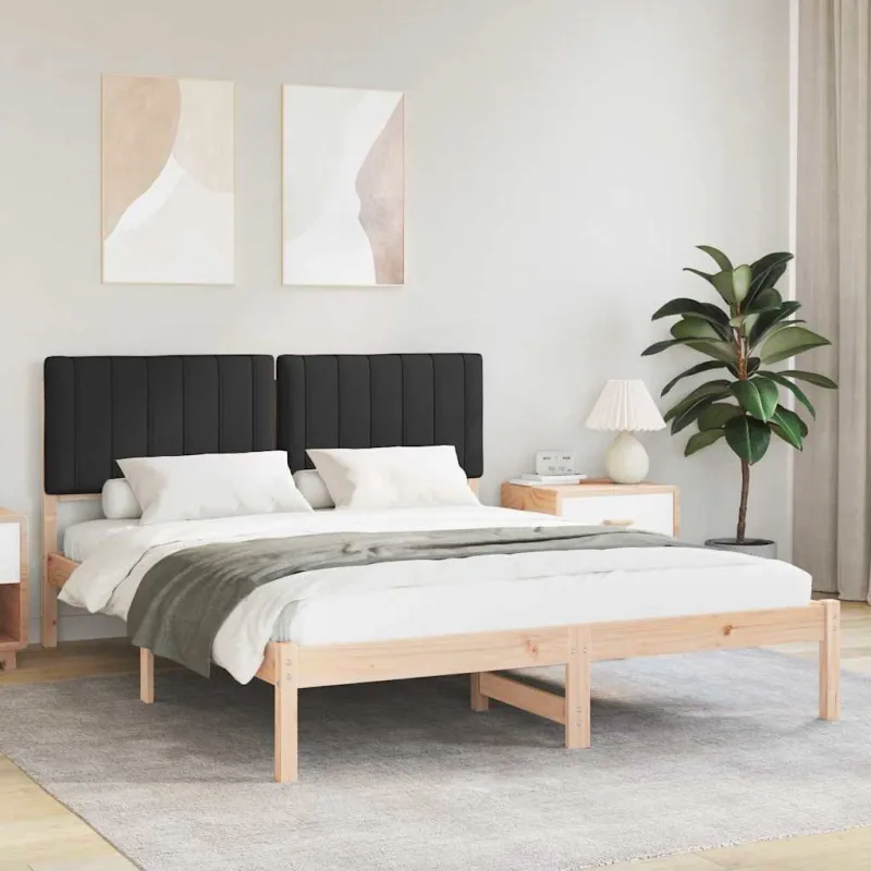 Lovo rėmas su apmuštu galvūgaliu Juodas 150 x 200 cm