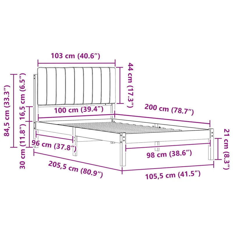 Lovo rėmas su apmuštu galvūgaliu Šviesiai pilka 100 x 200 cm