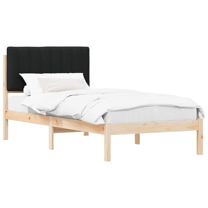 Lovo rėmas su apmuštu galvūgaliu Natūrali ir juoda 90 x 200 cm