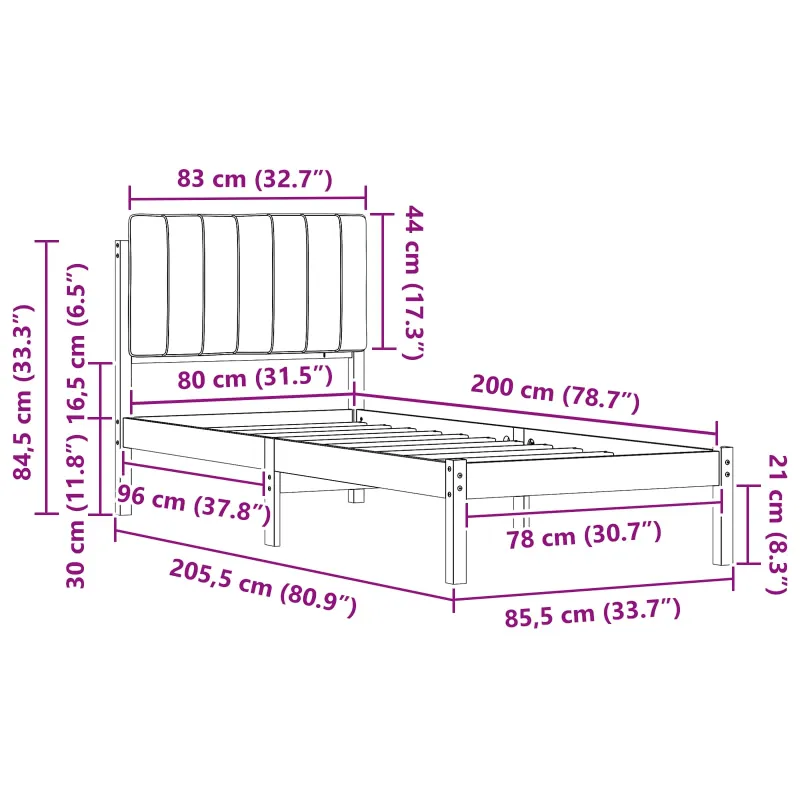 Lovo rėmas su apmuštu galvūgaliu Šviesiai pilka 80 x 200 cm