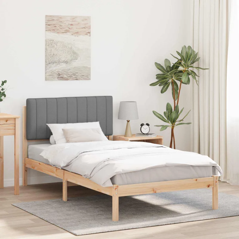 Lovo rėmas su apmuštu galvūgaliu Šviesiai pilka 90 x 190 cm