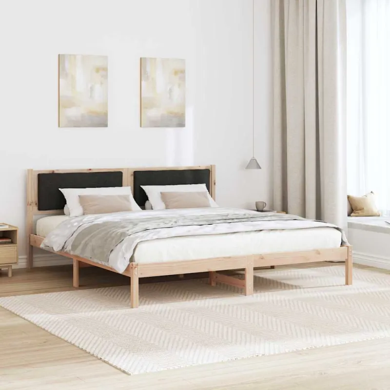 Lovos rėmas Juoda 180 x 200 cm Kietos pušies mediena