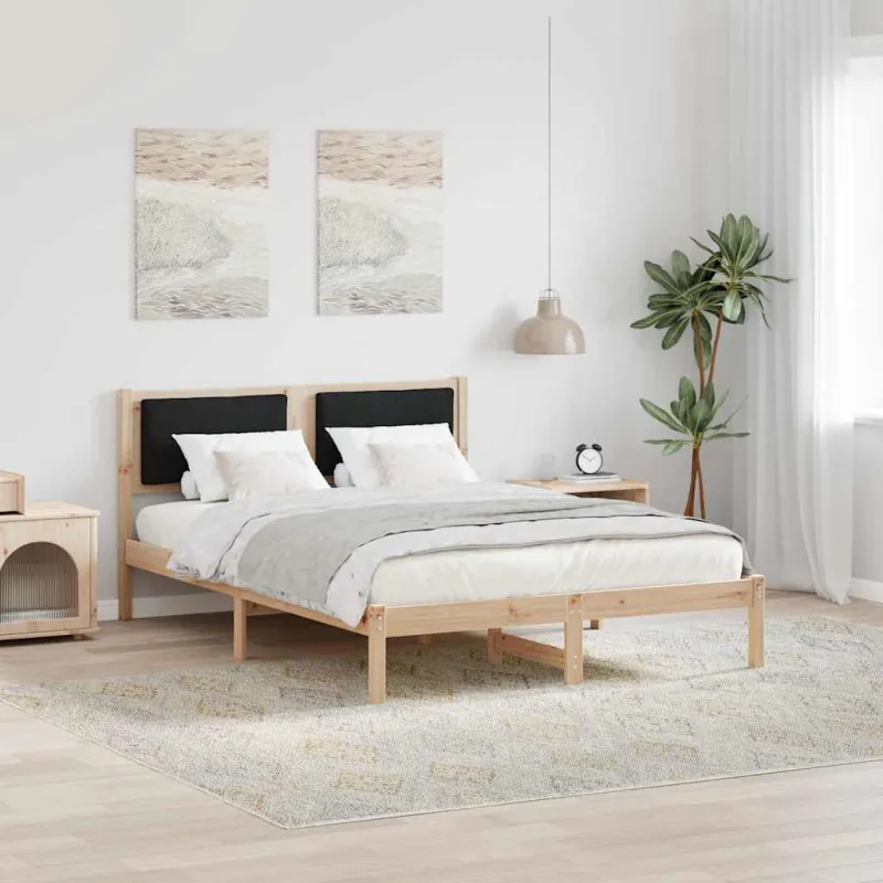 Lovos rėmas Juoda 140 x 200 cm Kietos pušies mediena