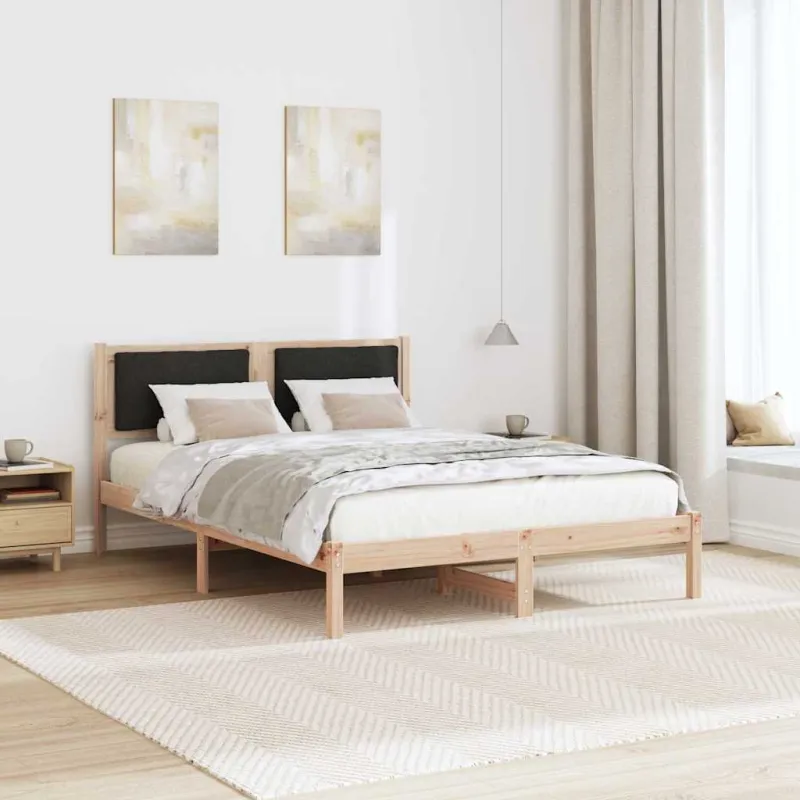 Lovos rėmas Juoda 140 x 200 cm Kietos pušies mediena