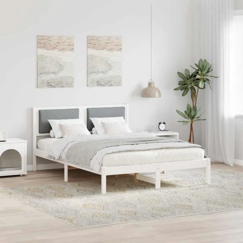 Lovos rėmas Šviesiai pilka 140 x 190 cm Kietos pušies mediena