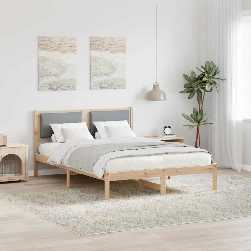 Lovos rėmas Šviesiai pilka 135 x 190 cm Kietos pušies mediena