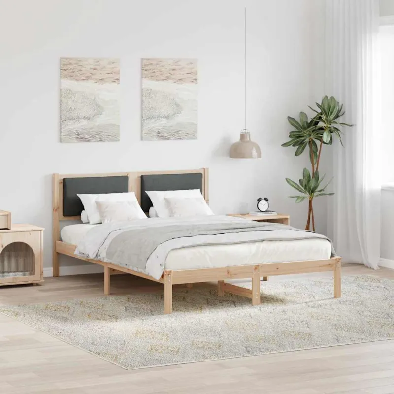 Lovos rėmas Tamsiai pilka 135 x 190 cm Kietos pušies mediena