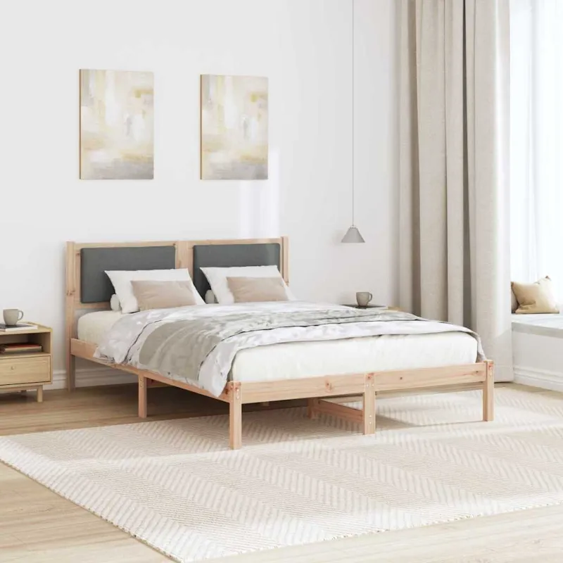 Lovos rėmas Tamsiai pilka 135 x 190 cm Kietos pušies mediena
