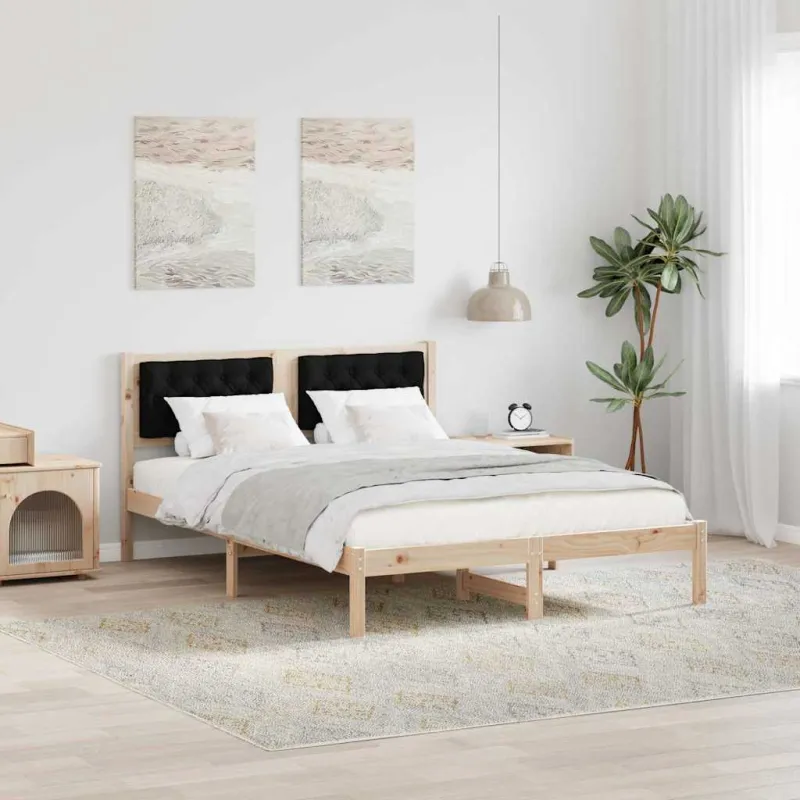 Lovos rėmas Juoda 140 x 200 cm Kietos pušies mediena
