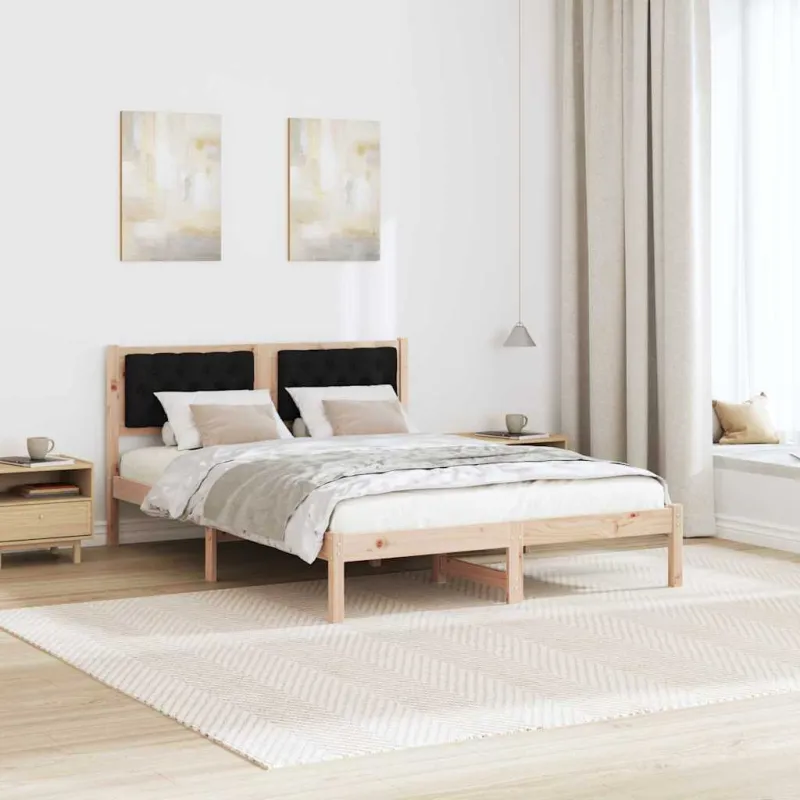 Lovos rėmas Juoda 140 x 190 cm Kietos pušies mediena