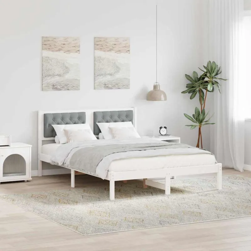 Lovos rėmas Šviesiai pilka 140 x 190 cm Kietos pušies mediena