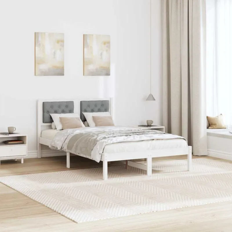 Lovos rėmas Šviesiai pilka 135 x 190 cm Kietos pušies mediena