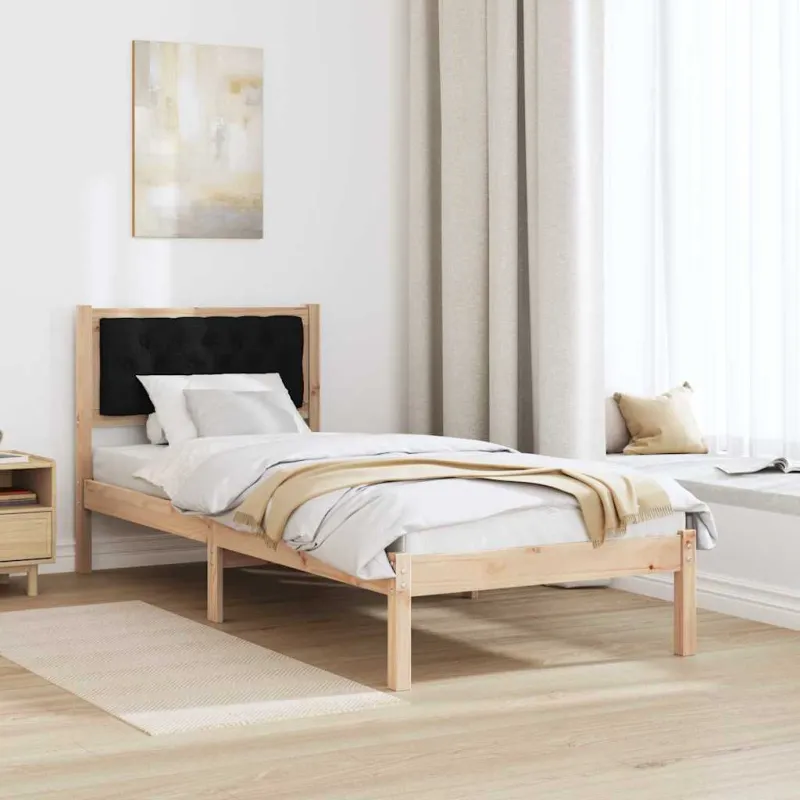 Lovos rėmas Juoda 90 x 190 cm Kietos pušies mediena