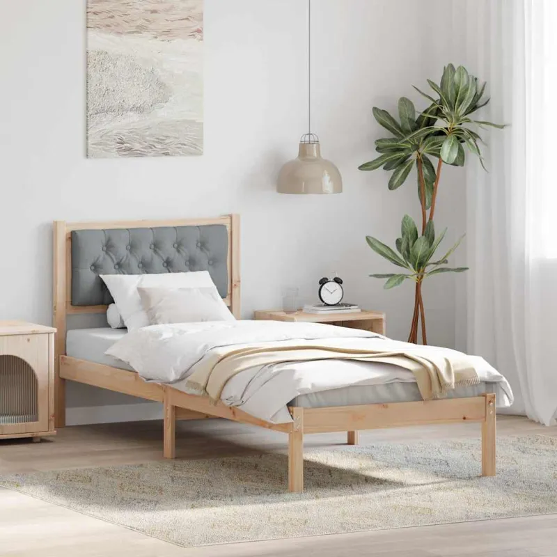 Lovos rėmas Šviesiai pilka 75 x 190 cm Kietos pušies mediena