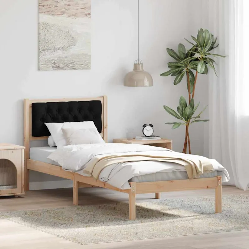 Lovos rėmas Juoda 75 x 190 cm Kietos pušies mediena