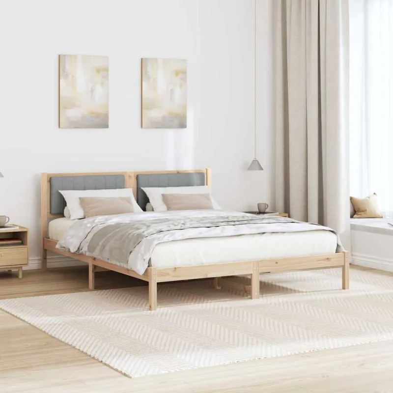 Lovo rėmas su apmuštu galvūgaliu Šviesiai pilka 150 x 200 cm