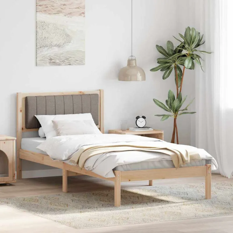 Lovo rėmas su apmuštu galvūgaliu Taupe 90 x 200 cm