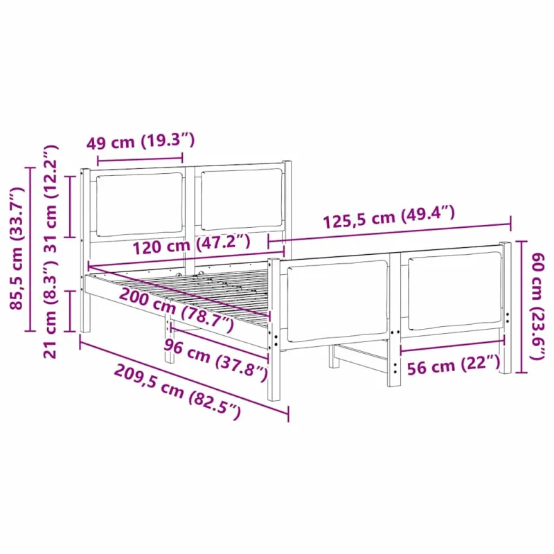 Lovos rėmas su galvūgalio Šviesiai pilka 120 x 200 cm audinys