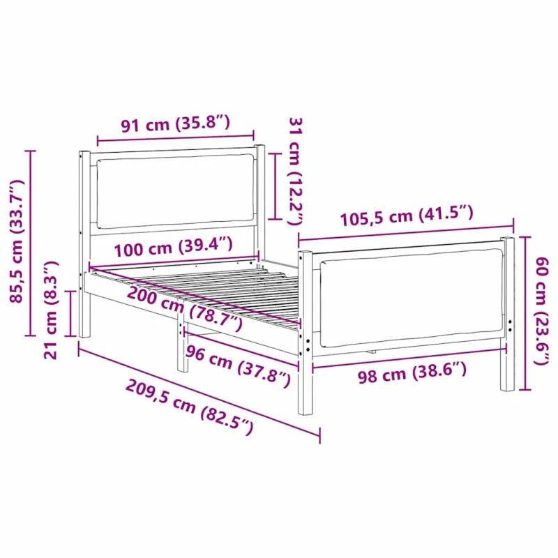 Lovos rėmas su galvūgalio Šviesiai pilka 100 x 200 cm audinys