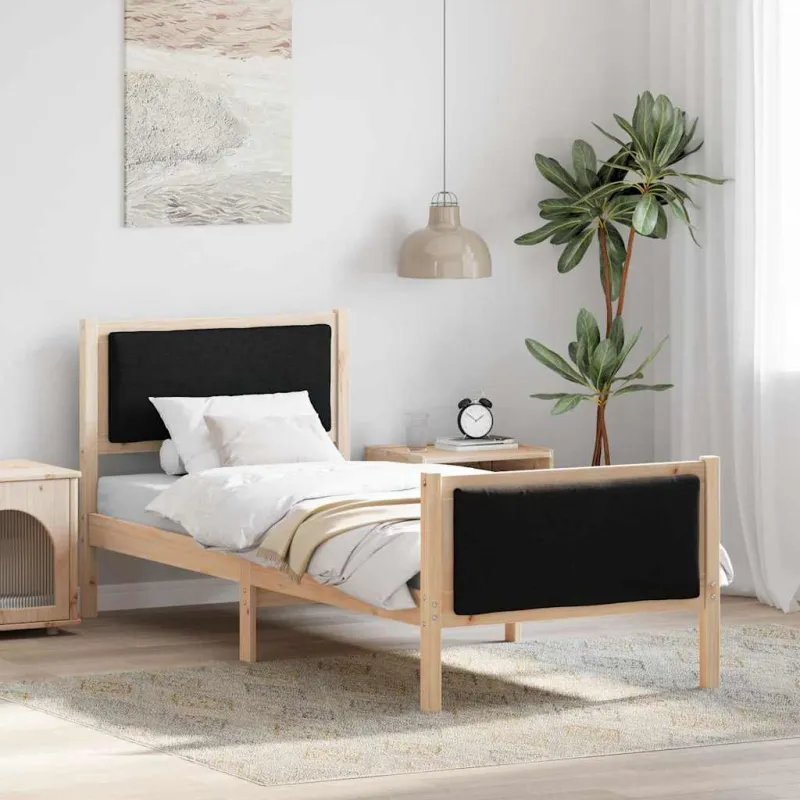 Lovos rėmas su galvūgalio Juoda 80 x 200 cm audinys