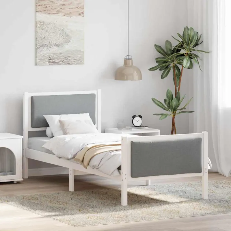 Lovos rėmas su galvūgalio Šviesiai pilka 80 x 200 cm audinys