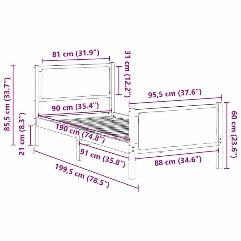 Lovos rėmas su galvūgalio Tortora 90 x 190 cm audinys