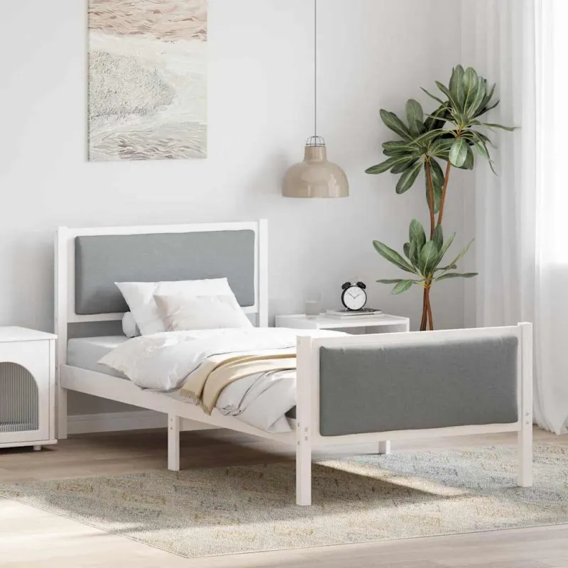 Lovos rėmas su galvūgalio Šviesiai pilka 90 x 190 cm audinys