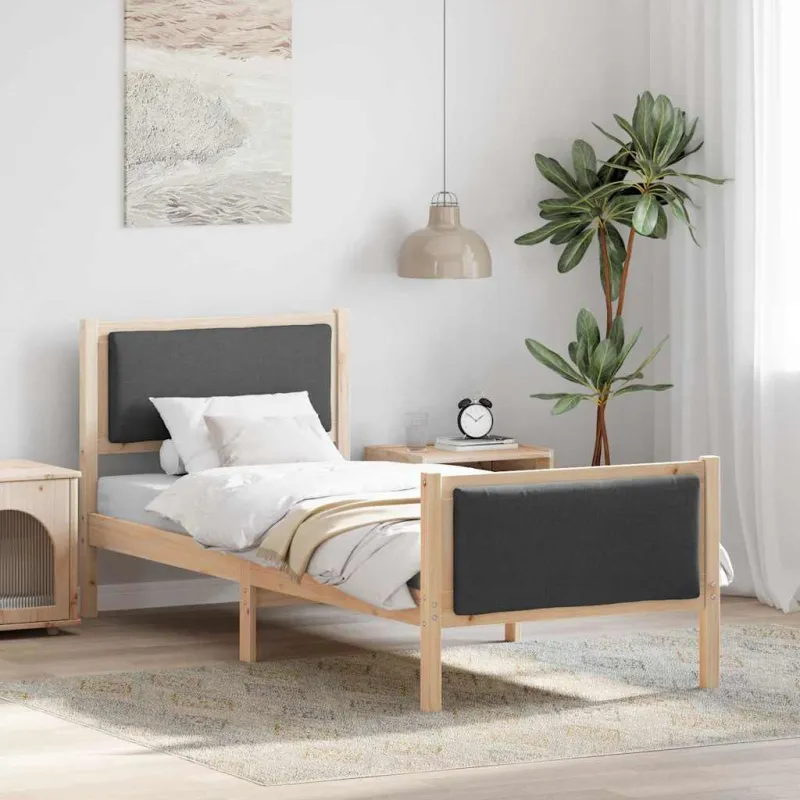 Lovos rėmas su galvūgalio Tamsiai pilka 75 x 190 cm audinys