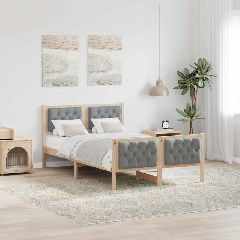 Lovos rėmas Šviesiai pilka 135 x 190 cm Kietos pušies mediena