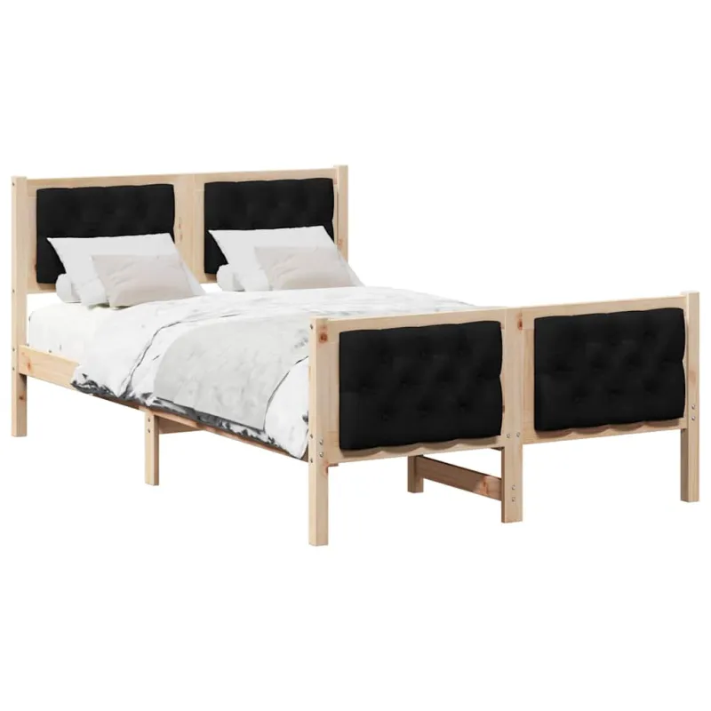 Lovos rėmas Juoda 135 x 190 cm Kietos pušies mediena