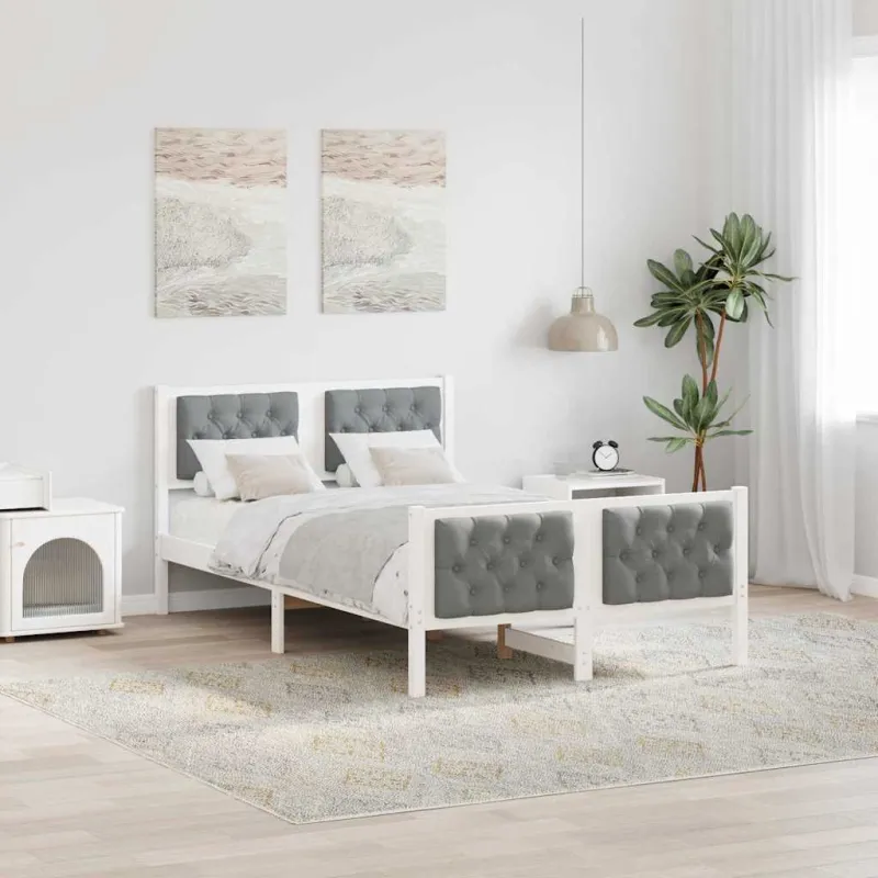 Lovos rėmas Šviesiai pilka 135 x 190 cm Kietos pušies mediena