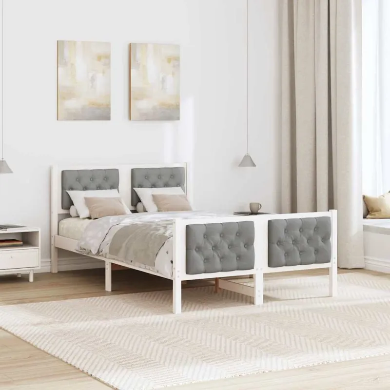 Lovos rėmas Šviesiai pilka 135 x 190 cm Kietos pušies mediena