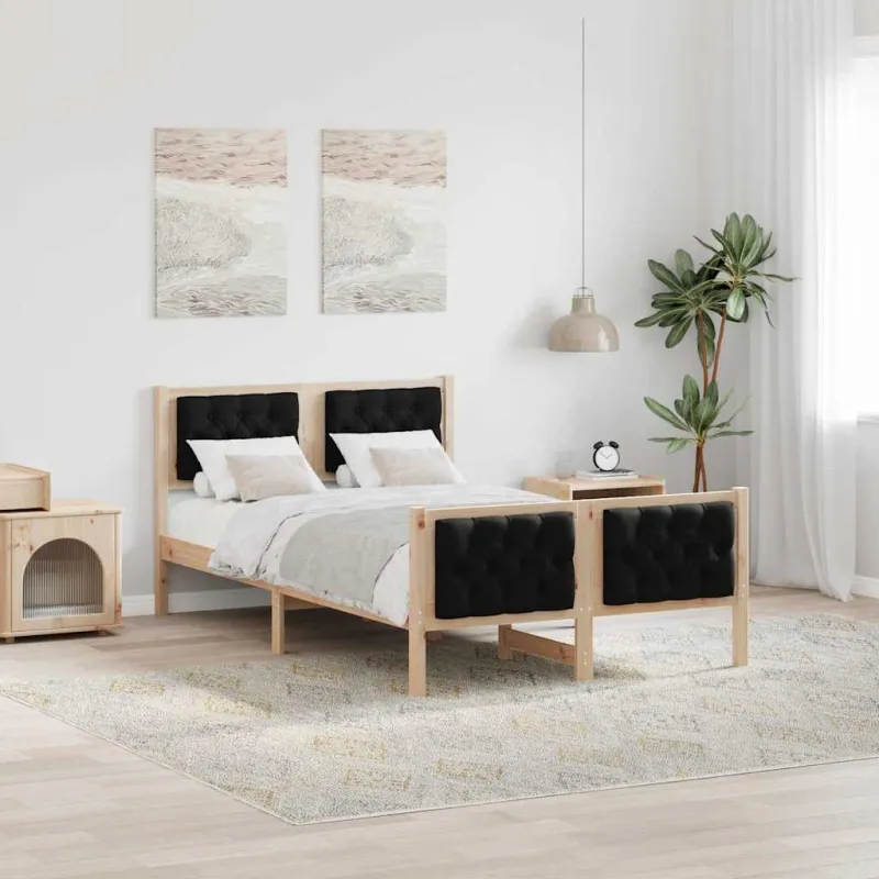 Lovos rėmas Juoda 120 x 190 cm Kietos pušies mediena