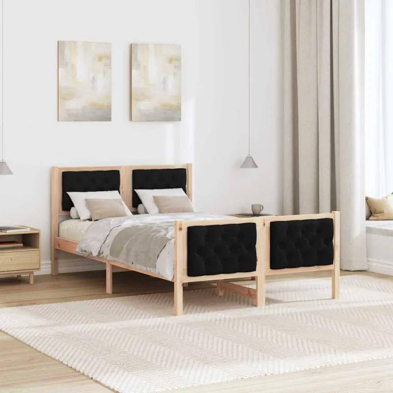 Lovos rėmas Juoda 120 x 190 cm Kietos pušies mediena
