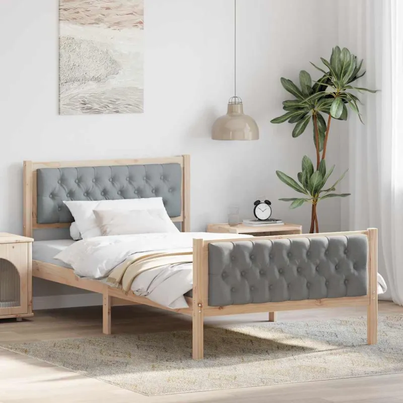 Lovos rėmas Šviesiai pilka 100 x 200 cm Kietos pušies mediena