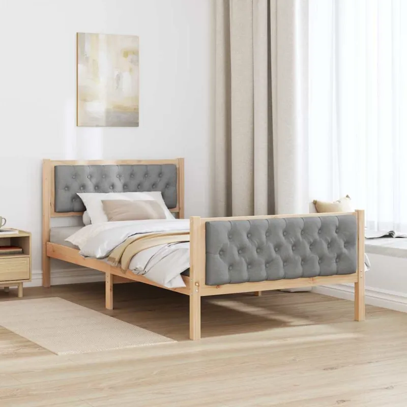 Lovos rėmas Šviesiai pilka 100 x 200 cm Kietos pušies mediena