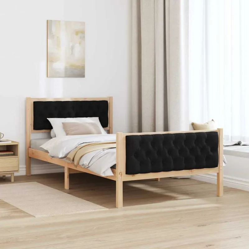 Lovos rėmas Juoda 100 x 200 cm Kietos pušies mediena