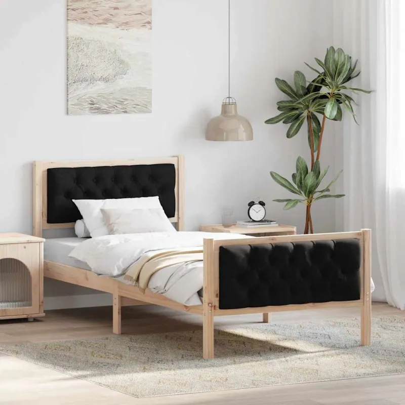 Lovos rėmas Juoda 90 x 200 cm Kietos pušies mediena