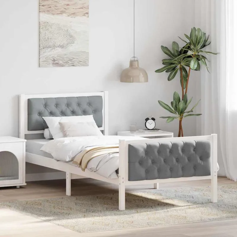 Lovos rėmas Šviesiai pilka 90 x 200 cm Kietos pušies mediena