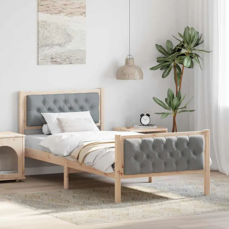 Lovos rėmas Šviesiai pilka 90 x 190 cm Kietos pušies mediena