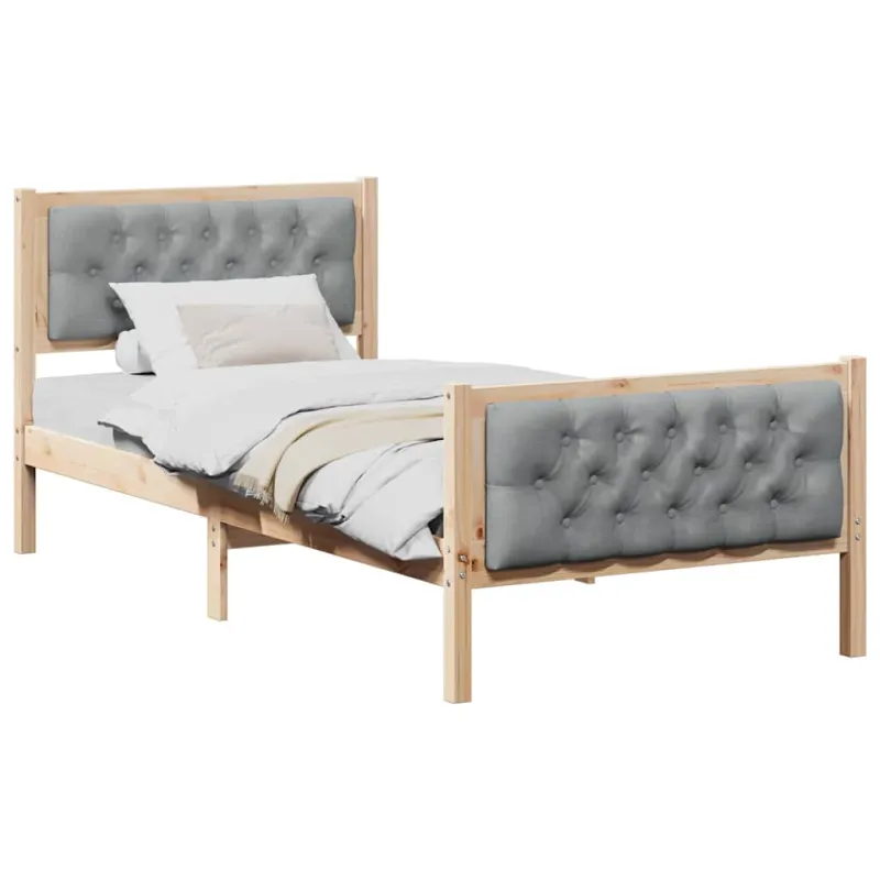 Lovos rėmas Šviesiai pilka 90 x 190 cm Kietos pušies mediena