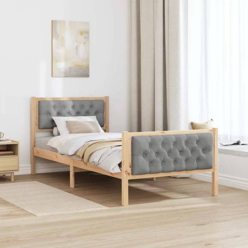 Lovos rėmas Šviesiai pilka 90 x 190 cm Kietos pušies mediena