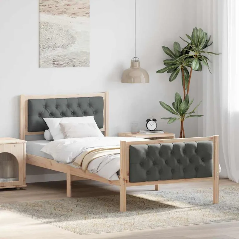 Lovos rėmas Tamsiai pilka 90 x 190 cm Kietos pušies mediena