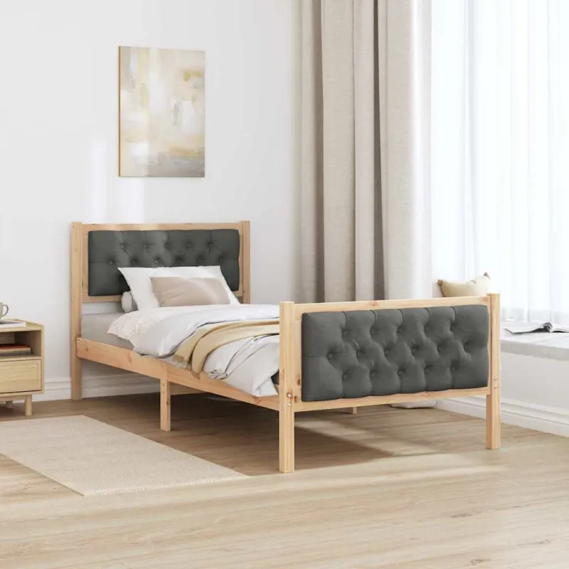 Lovos rėmas Tamsiai pilka 90 x 190 cm Kietos pušies mediena